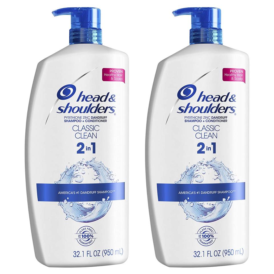 Head and Shoulders Shampoo and Conditioner 2-in-1 Anti Dandruff Treatment, two 32-ounce bottles; how to get rid of dandruff