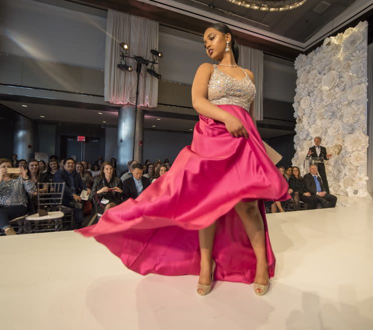 A student walks during the “Say Yes to the Prom” TV special runway show, which will air on TLC on April 1. (Photo courtesy Discovery Communications)