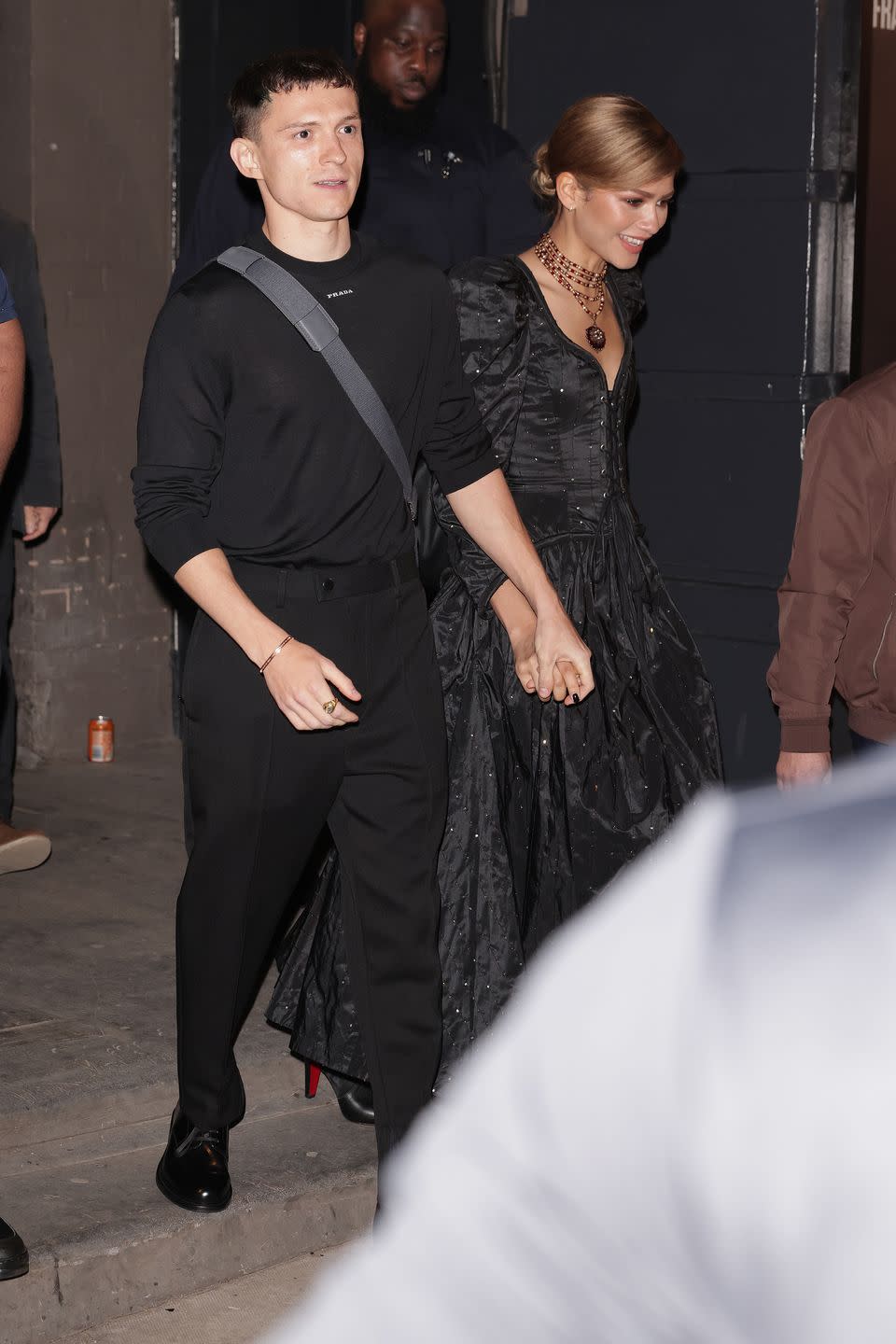 london, england may 23 tom holland and zendaya are seen leaving the duke of yorks theatre after a romeo and juliet press night on may 23, 2024 in london, england photo by ricky vigil m  justin e palmergc images