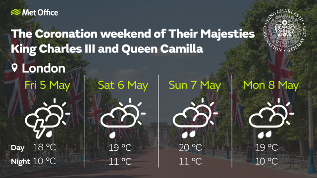 The forecast for the bank holiday weekend. (Met Office)