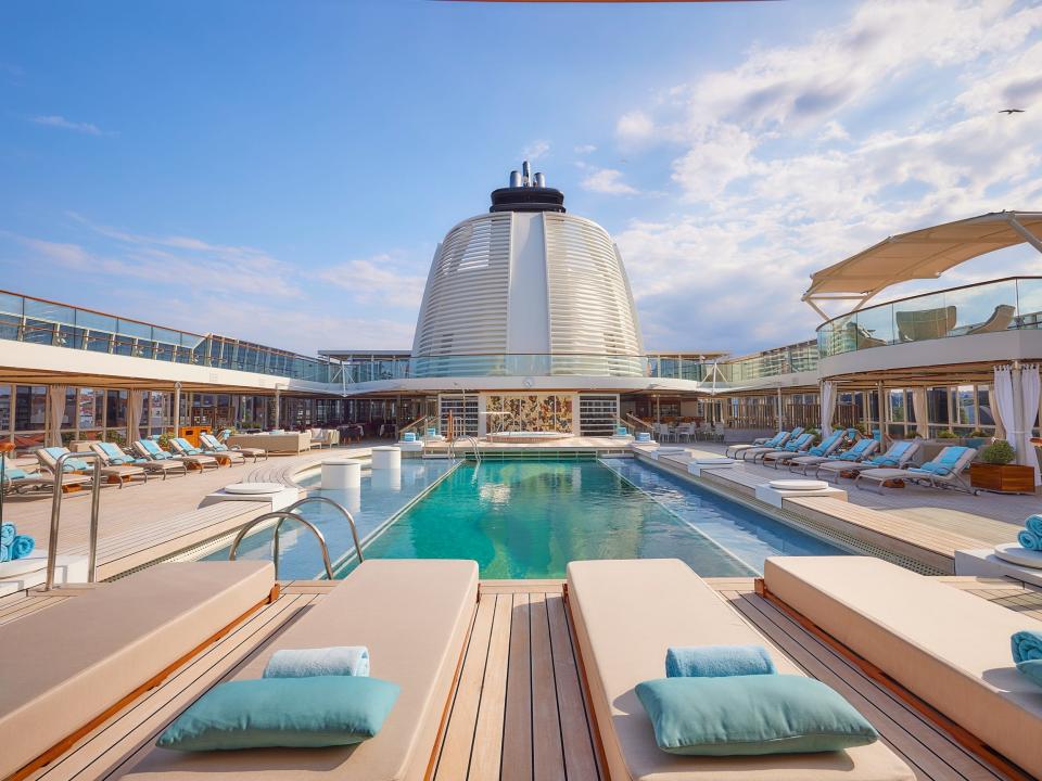 The pool deck on The World