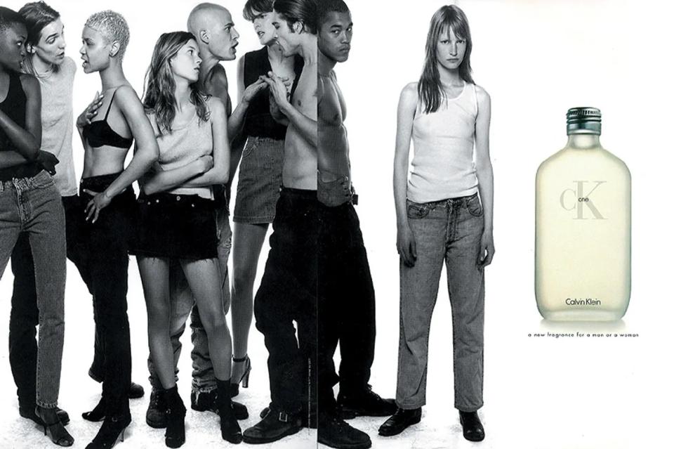 Calvin Klein, ads, campaign, Kate Moss, Steven Meisel photos, CK One fragrance, calvin klein advertisements history, Jenny Shimizu