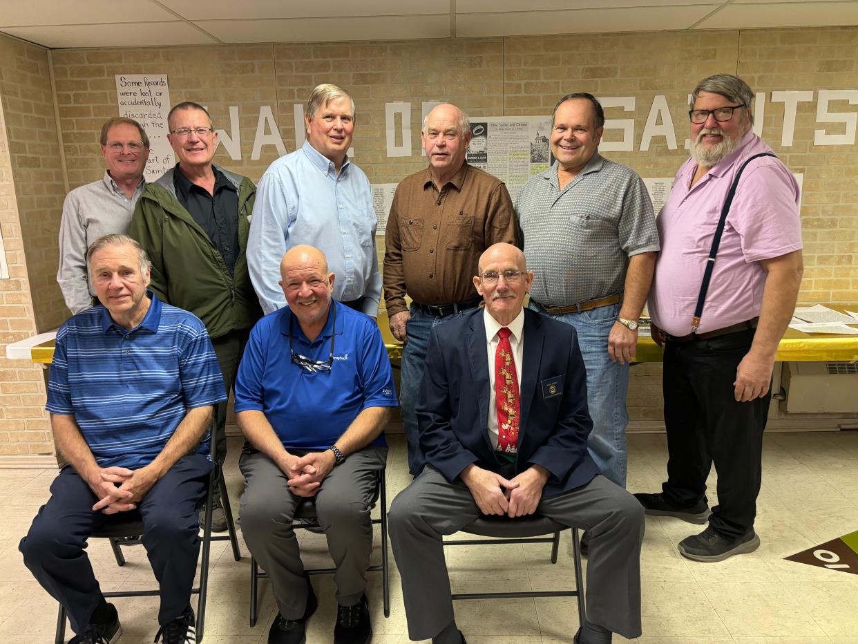 Knox Ruritan Club installed its officers and directors on Dec. 14, 2023, at Emmanuel Lutheran Church in North Georgetown. Officials are, front row from left, Zane Ziegler, past president; Dennis Cameron, treasurer; and John Biery, national Ruritan Club director who installed the group; and, second row from left, Dexter Sams, incoming president; Jim Ramsey Jr., director; Mel Albrecht, secretary; and directors Ted Benner, Ron Bandy and Roy Johnson.