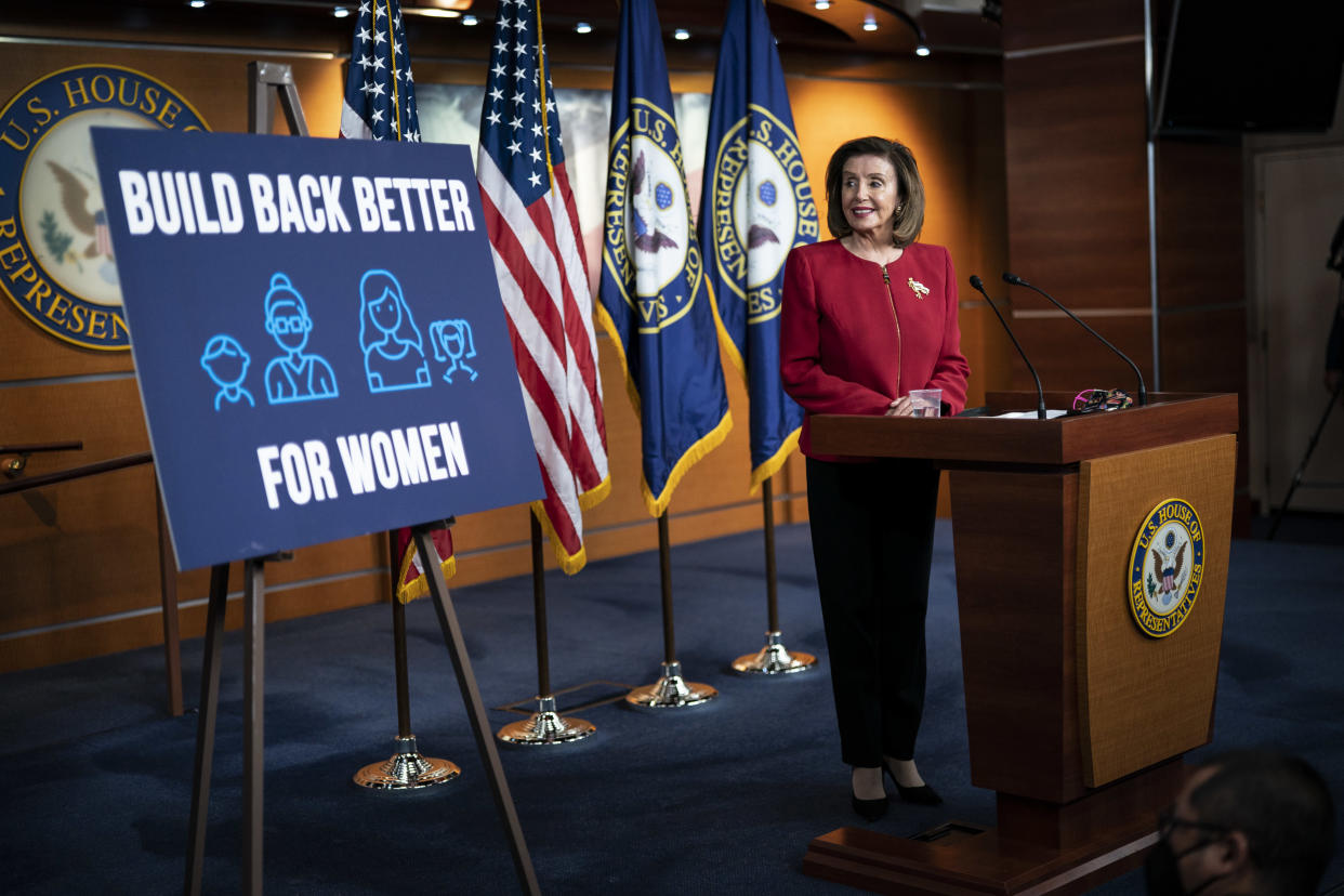 Speaker of the House Nancy Pelosi, D-Calif., speaks during a press conference on Capitol Hill on Wednesday, Sept. 08, 2021 in Washington, DC. (Jabin Botsford/The Washington Post via Getty Images)