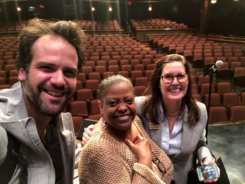 Darko Butorac (conductor of TSO), with jazz singer Carmen Bradford and Amanda Stringer at Holiday Magic rehearsal.jpeg