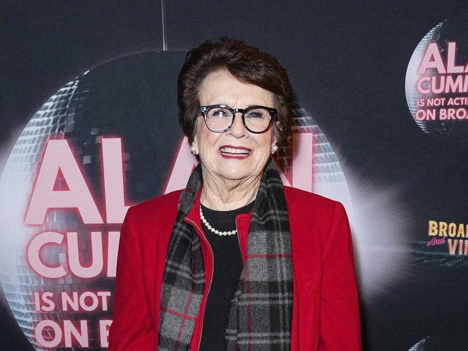 Billie Jean King attends the "Alan Cumming Is Not Acting His Age" Broadway opening night in 2024.