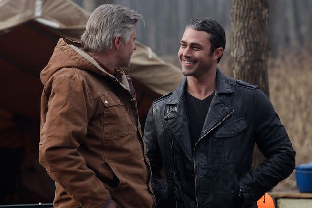 <p>Elizabeth Morris/NBCU Photo Bank</p> Treat Williams and Taylor Kinney in Chicago Fire