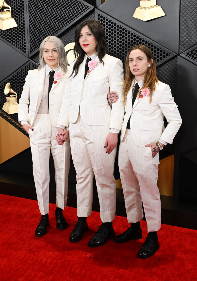 Phoebe Bridgers, Lucy Dacus and Julien Baker of boygenius at the 66th Annual GRAMMY Awards held at Crypto.com Arena on February 4, 2024 in Los Angeles, California.