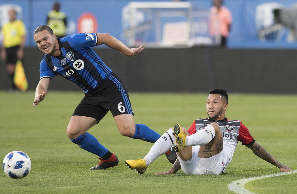 The Montreal Impact and D.C. United meet Saturday a match that could determine which team makes the MLS playoffs. (Graham Hughes/The Canadian Press via AP)