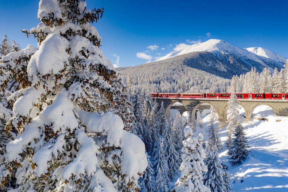 The Bernina Express train in Switzerland