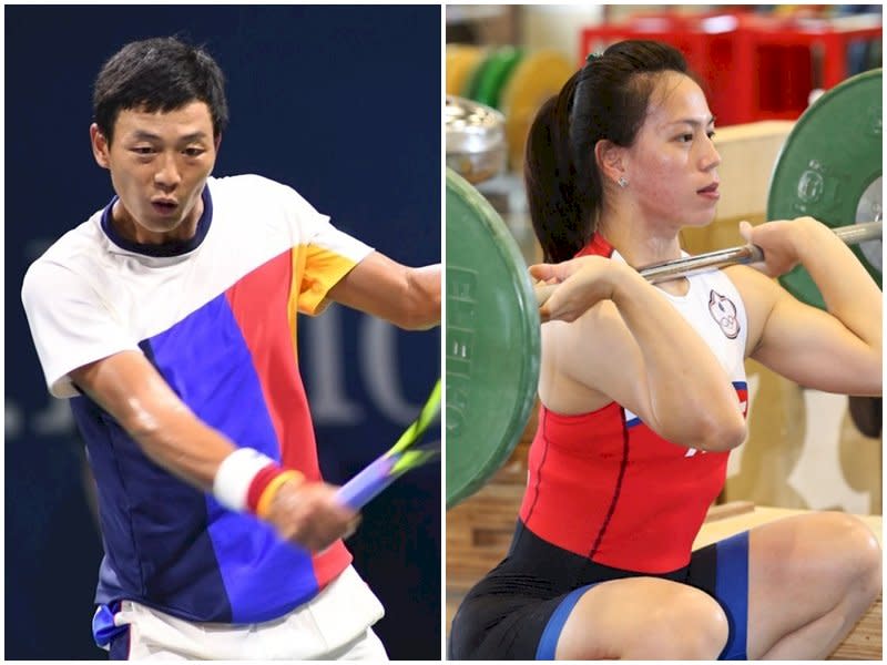 東奧中華代表隊由網球好手盧彥勳與舉重女將郭婞淳擔任開幕掌旗官。(合成圖)