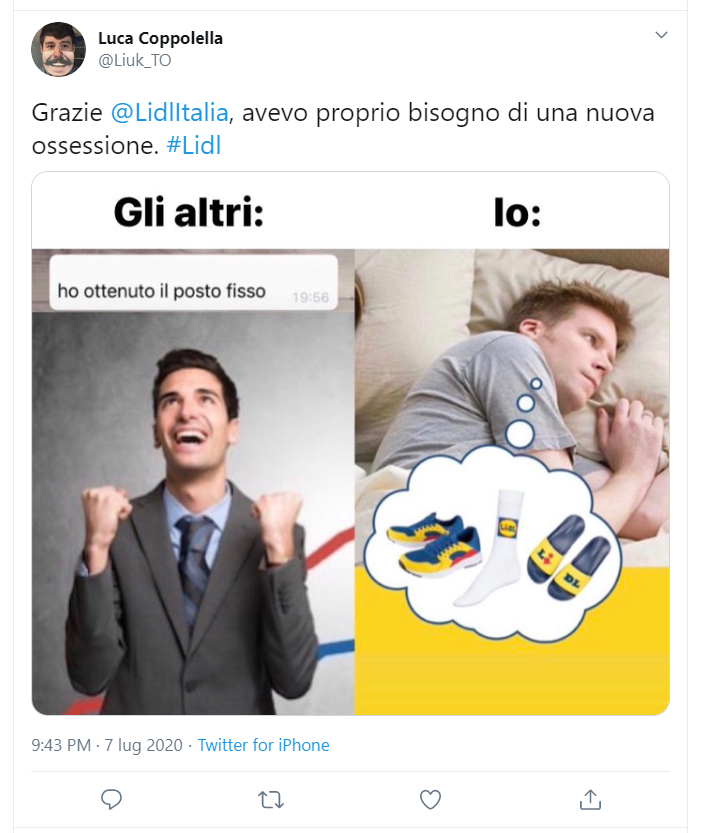 Dalle scarpe da ginnastica pensate da un daltonico, alla ricerca ossessiva dei prodotti Lidl ormai introvabili, fino al premier Giuseppe Conte che promette 600 euro di bonus a chi ha il coraggio di comprarle... ecco i meme più divertenti