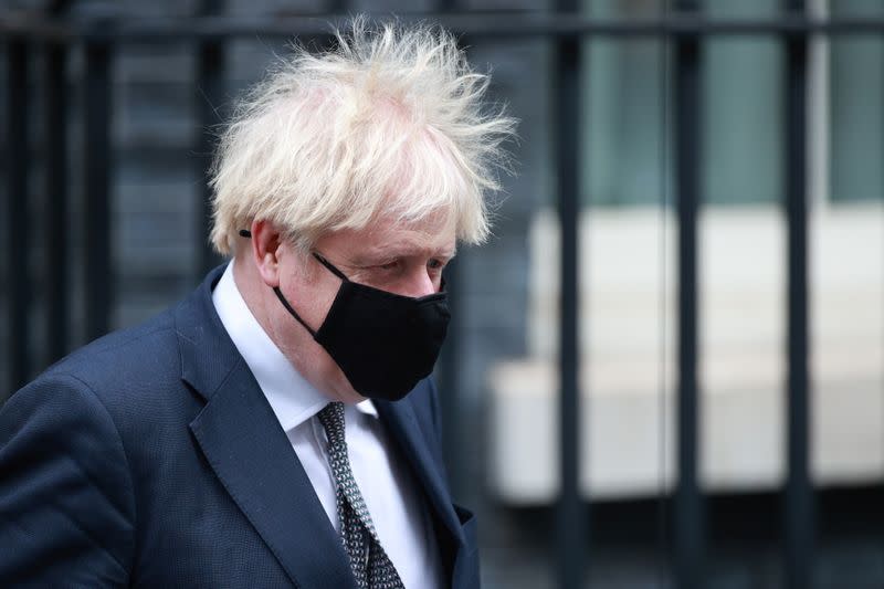 Britain's Prime Minister Johnson leaves Downing Street in London