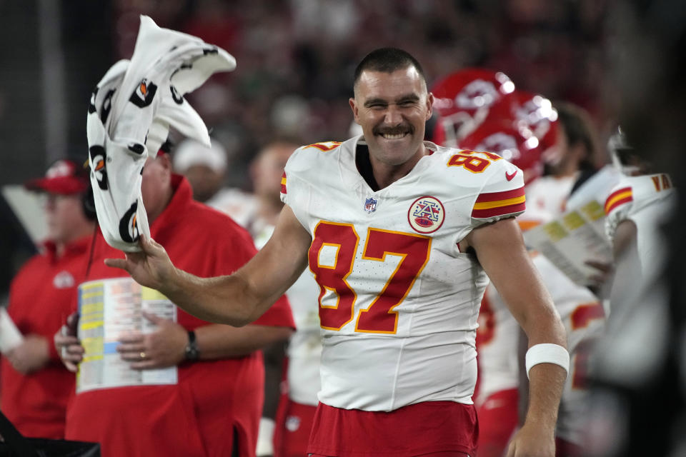 Rumors persist of a relationship between the Kansas City Chiefs tight end Travis Kelce and pop star Taylor Swift. (AP Photo/Rick Scuteri)