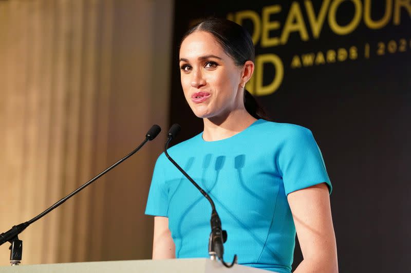 FILE PHOTO: Britain's Prince Harry and Meghan, Duchess of Sussex, attend Endeavour Fund Awards in London