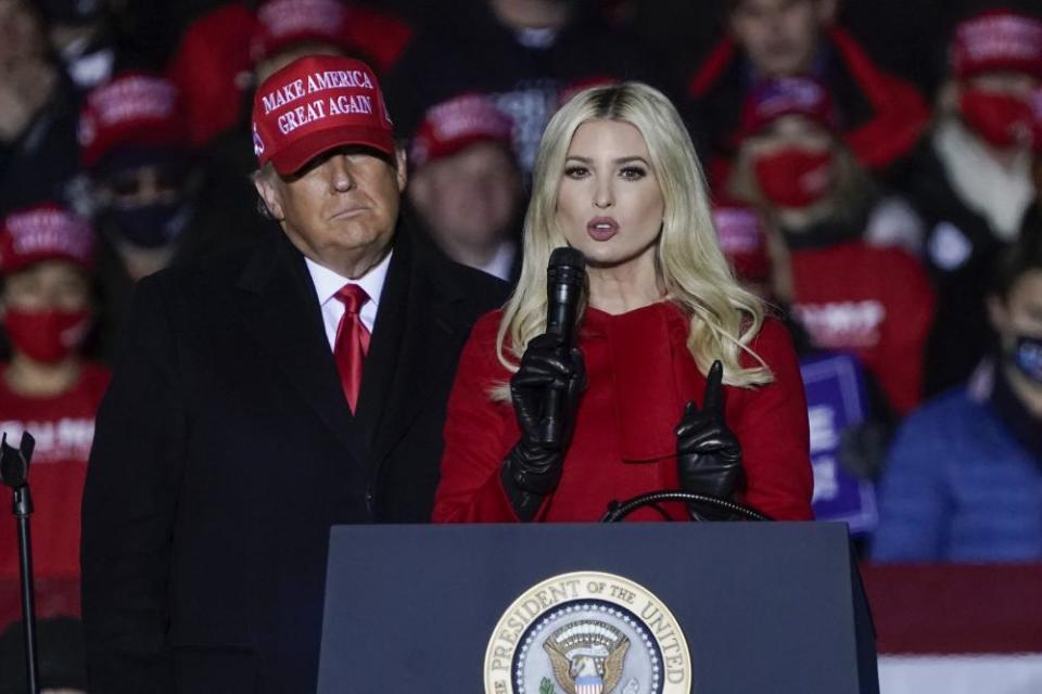 Ivanka with her father at a pre-election rally in Kenosh, Wisconsin.