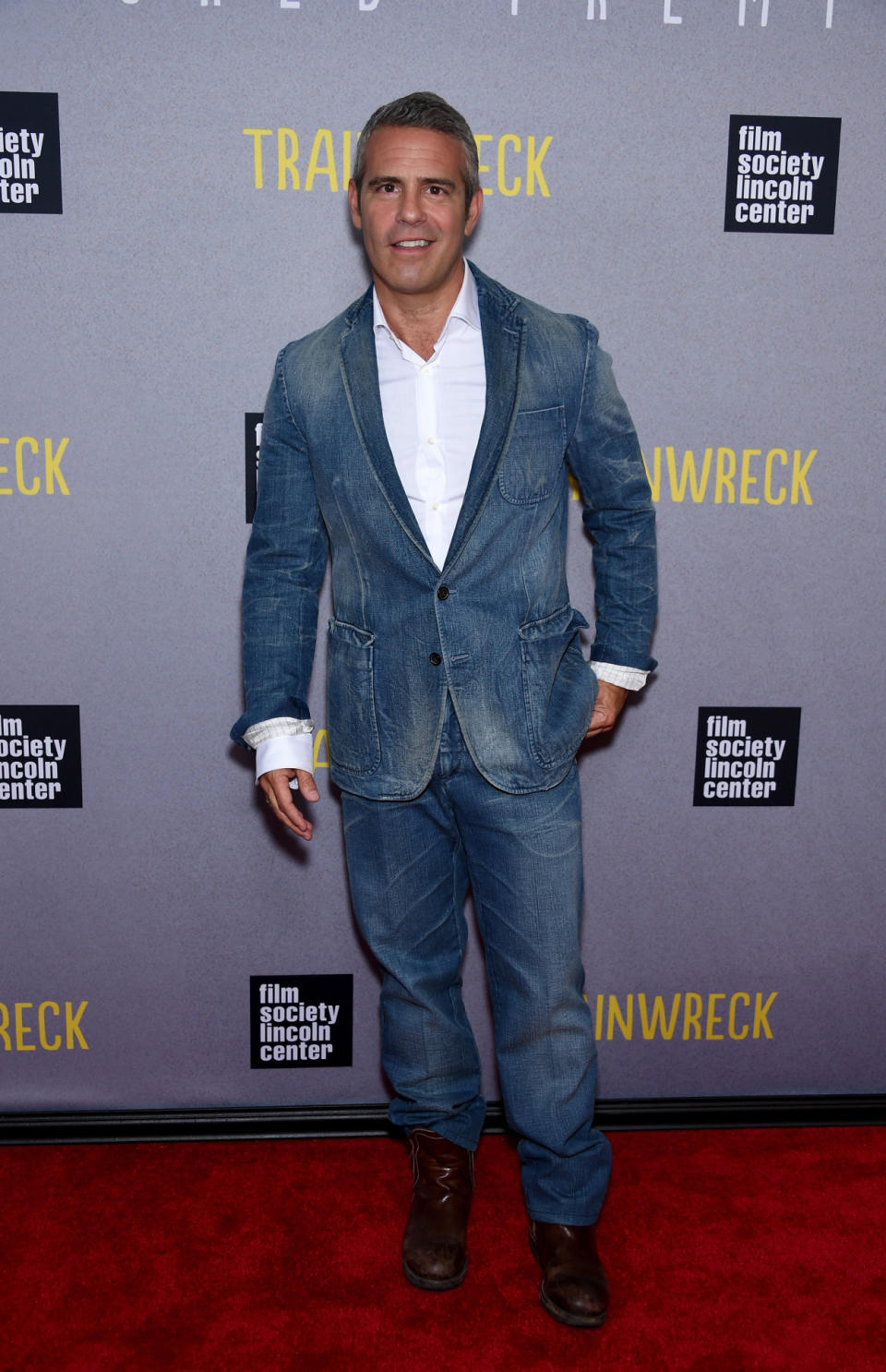 Andy Cohen in a Canadian tuxedo.