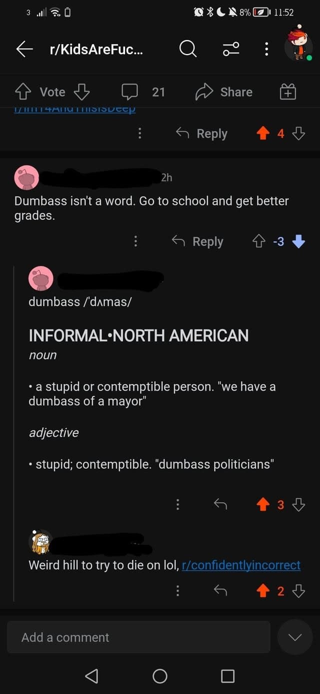 someone saying dumbass isn't a word