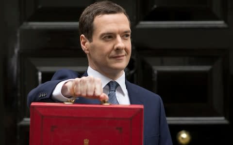 Former Chancellor George Osborne stood outside Number 11 Downing Street - Credit: Matt Dunham