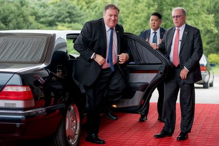 U.S. Secretary of State Mike Pompeo arrives at the Park Hwa Guest House in Pyongyang, North Korea, July 6, 2018. Andrew Harnik/Pool via REUTERS