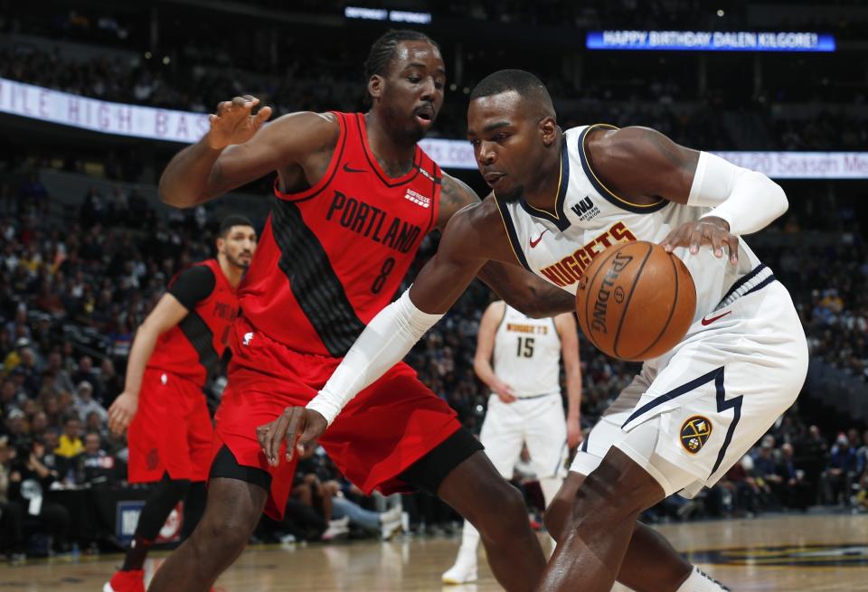 Al-Farouq Aminu（圖左）. (AP Photo/David Zalubowski)