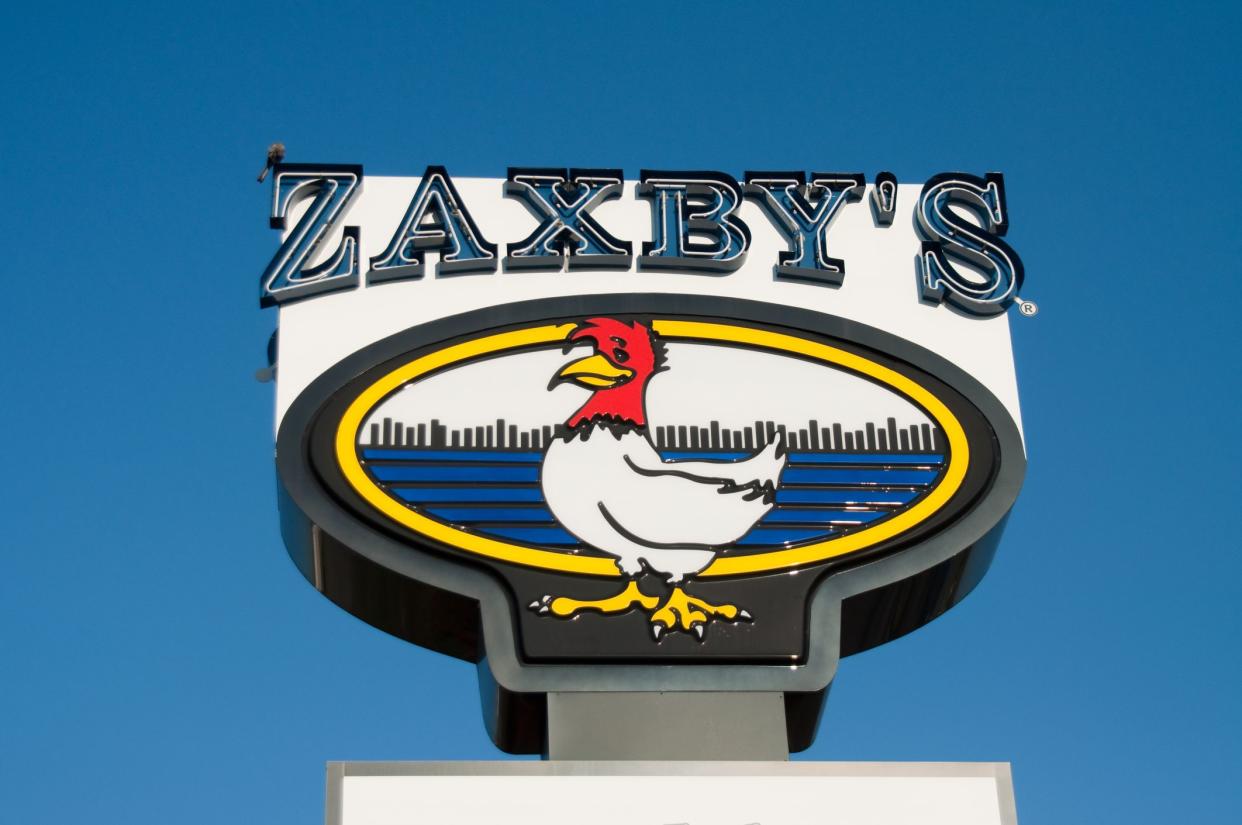 Tuscaloosa, Alabama, USA - March 17, 2011: A roadside sign for a Zaxbys Restaurant, near the business location.