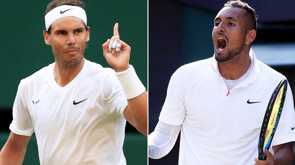 Rafael Nadal's tactics irked Nick Kyrgios during their Wimbledon clash. Image: Getty