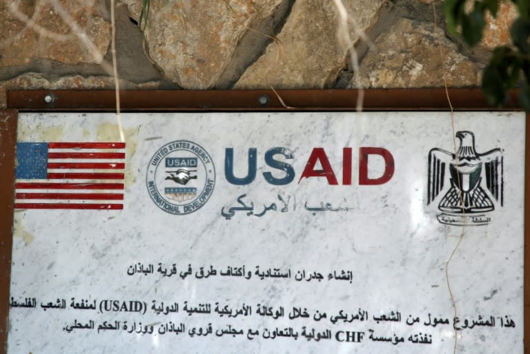 A USAID mural in the village of al-Badhan, north of Nablus in the occupied West Bank on August 25, 2018