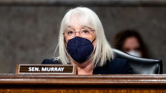 Sen. P Murray (D-Wash.) makes an opening statement during a Senate Health, Education, Labor, and Pensions Committee hearing on Jan. 11, 2022.