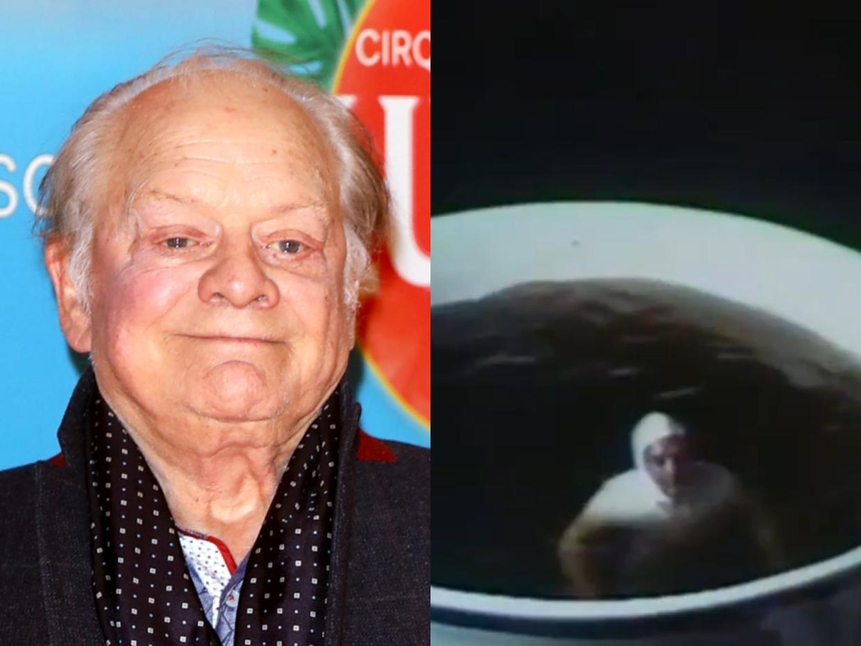 David Jason in 2020 (left) and as glimpsed in the 1977 advert for PG Tips (right) (Getty/PG Tips)