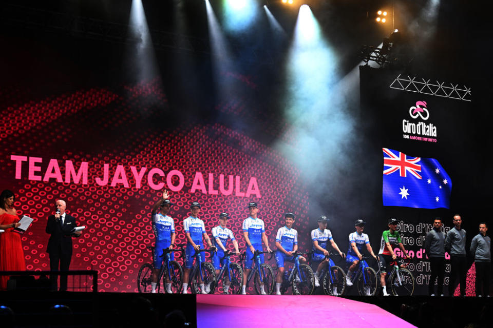 Jayco AlUla fly the flag for Australia at the Giro d'italia team presentation