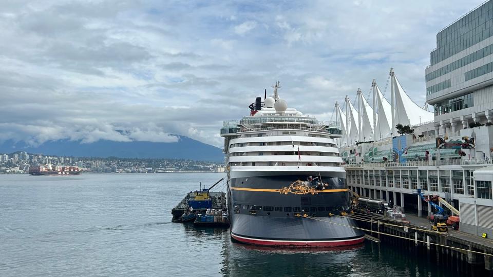 Docked cruise ship