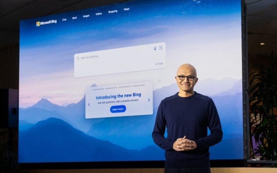 Undated handout photo issued by Microsoft of Satya Nadella, Microsoft chief executive, who has announced the new version of the Bing search engine which is powered by OpenAI's ChatGPT technology. The firm announced it is expanding the preview to its Bing and Edge web browser mobile apps and will continue to add more users who sign up for the waiting list to test the new tools. Issue date: Wednesday February 22, 2023. PA Photo. The revamped search engine uses OpenAI's ChatGPT chatbot, a form of generative AI which is able to respond to queries and hold human-like conversations with users as they interact with it. See PA story TECHNOLOGY Microsoft. Photo credit should read: Microsoft/PA Wire NOTE TO EDITORS: This handout photo may only be used in for editorial reporting purposes for the contemporaneous illustration of events, things or the people in the image or facts mentioned in the caption. Reuse of the picture may require further permission from the copyright holder. - Microsoft/PA