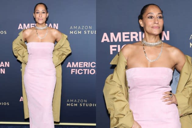 Tracee Ellis Ross Goes Strapless in Pink Marni Dress and