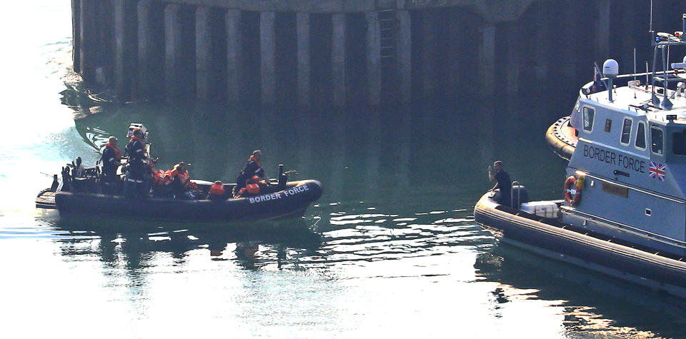 People thought to be migrants are brought to the Port of Dover (Picture: Getty Images)