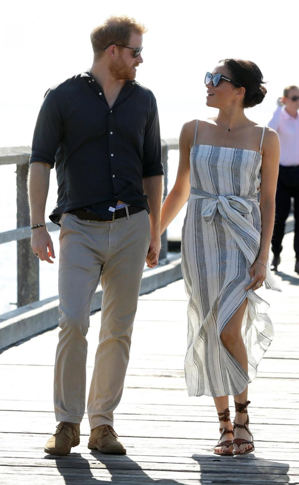 Harry and Meghan walked hand in hand after Meghan rested earlier in the day (REUTERS)