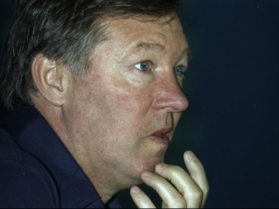 Alex Ferguson looks on during Manchester United’s tie against Galatasaray in 1993 (Getty Images)