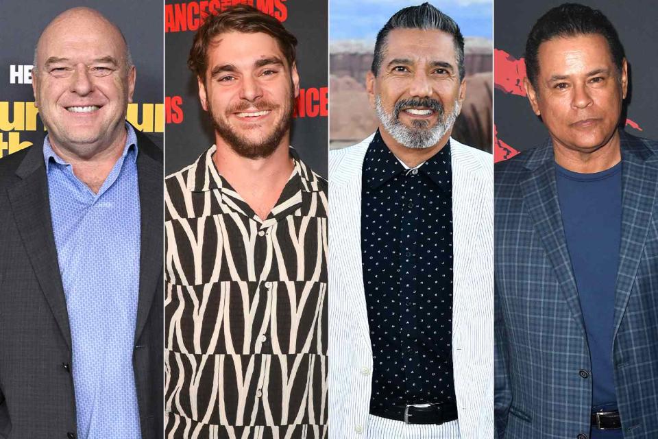 <p>Getty</p> (L-R) Dean Norris, RJ Mitte, Steven Michael Quezada and Raymond Cruz.