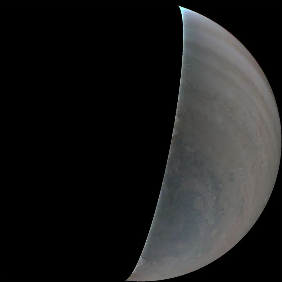 Hemisfério sul de Júpiter registrado pela câmera após ela voltar ao normal, depois da falha em janeiro (Imagem: Reprodução/NASA/JPL-Caltech/SwRI/MSSS)