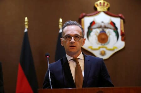 FILE PHOTO: German Foreign Minister Heiko Maas speaks to the media in Amman, Jordan after meeting Foreign Minister Ayman Safadi