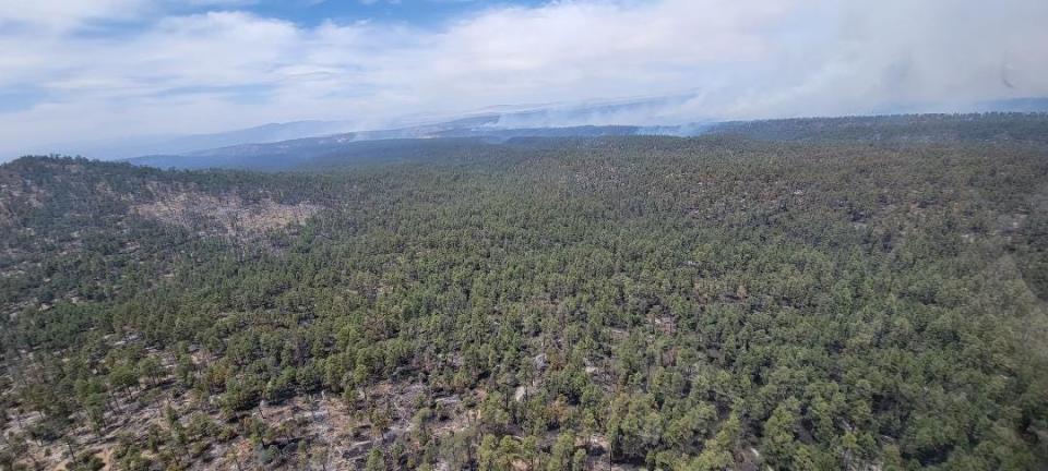 A view from Round Mountain of the smoke from the Black Fire burning in the Gila National Forest May 26, 2022.