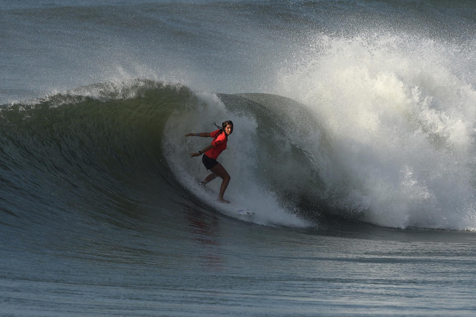 <p>Die Portugiesin Teresa Bonvalot ist Teilnehmerin für Portugal bei der Weltmeisterschaft im Surfen im japanischen Tahara. (Bild: Matt Roberts/Getty Images) </p>