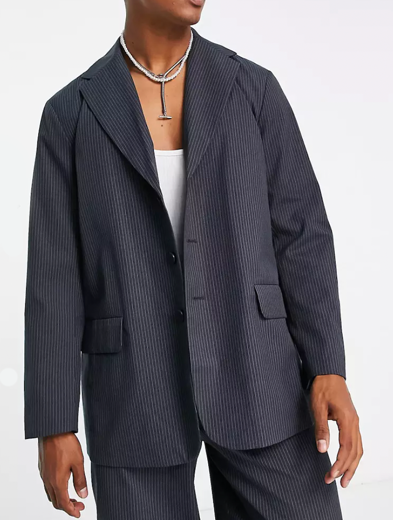 <p>Oversized Pinstripe Blazer</p><p>ASOS</p><p>$55.93</p><p><a href="https://go.redirectingat.com?id=74968X1596630&url=https%3A%2F%2Fwww.asos.com%2Fus%2Fcollusion%2Fcollusion-oversized-pinstripe-blazer-in-navy-part-of-a-set%2Fprd%2F203343119&sref=https%3A%2F%2Fwww.esquire.com%2Fstyle%2Fmens-fashion%2Fa42559217%2Foversized-suits-trend-2023%2F" rel="nofollow noopener" target="_blank" data-ylk="slk:Shop Now;elm:context_link;itc:0;sec:content-canvas" class="link ">Shop Now</a></p><span class="copyright">ASOS</span>