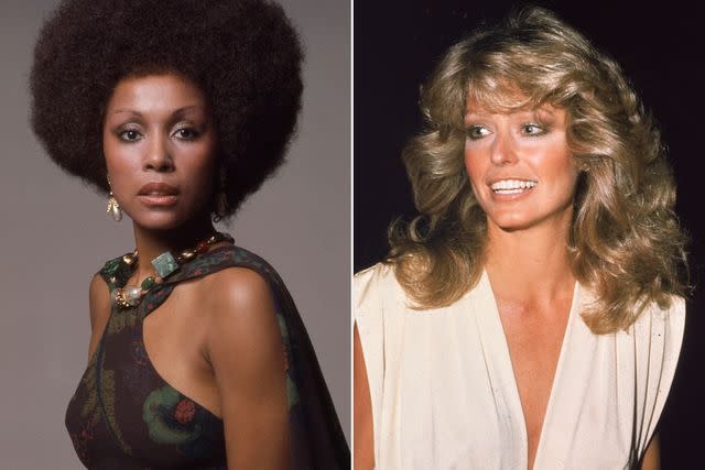 <p>Anthony Barboza/Getty; Frank Edwards/Fotos International/Getty </p> Diahann Caroll and Farah Fawcett