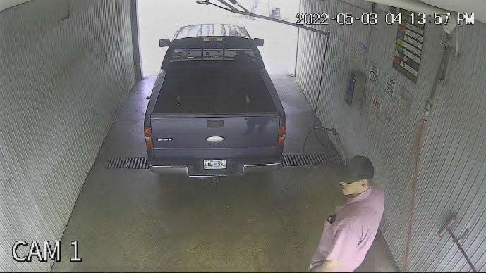 A truck U.S. Marshals believe was used by escaped Alabama inmate Casey White and former corrections officer Vicky White was found abandoned at Weinbach Car Wash in Evansville. The man in the picture bears a resemblance to Casey White, but authorities haven't said whether they believe it's him.