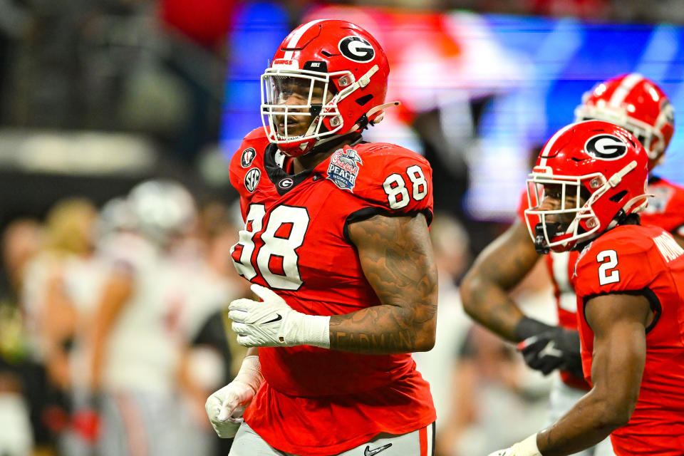 Can potential top-three pick Jalen Carter be a massive disruptor Monday night in the national championship against TCU? (Photo by Rich von Biberstein/Icon Sportswire via Getty Images)