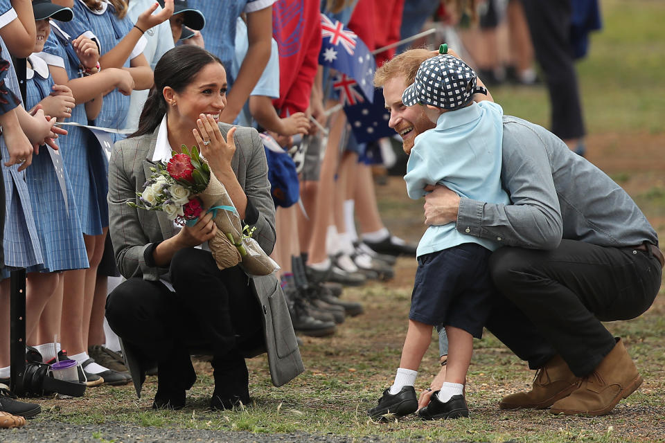 Meghan seemed to find Luke’s fascination adorable. Source: Getty