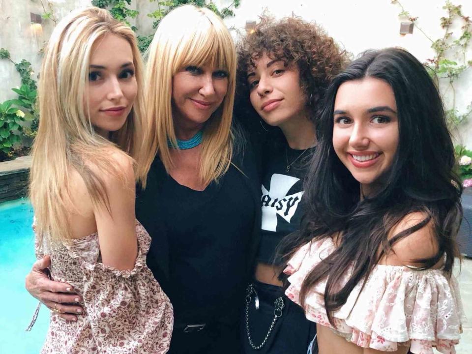 <p>Suzanne Somers Facebook</p> Suzanne Somers with her grandaughters, Camelia, Daisy, and Violet Somers.