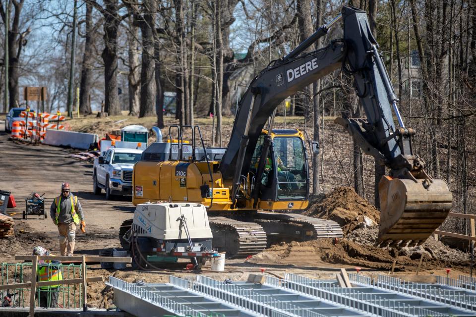 Construction is underway on a bridge located on 33 Mile Road in Armada Township on March 29, 2022.