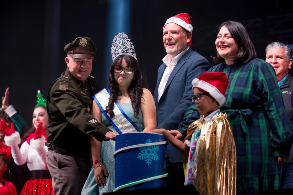 The Christmas tree was lit on Saturday, Nov. 18, 2023 with the help of Emily Rios and Irvin Nevarez, children from El Paso Candlelighters who pressed the button to illuminate San Jacinto Plaza with over 500,000 mini-lights.